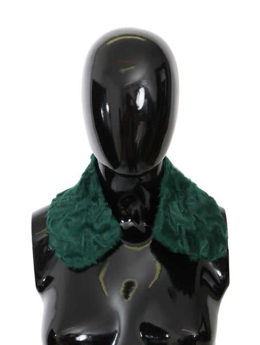 Elegante bufanda de piel de cordero de Dolce & Gabbana en verde intenso