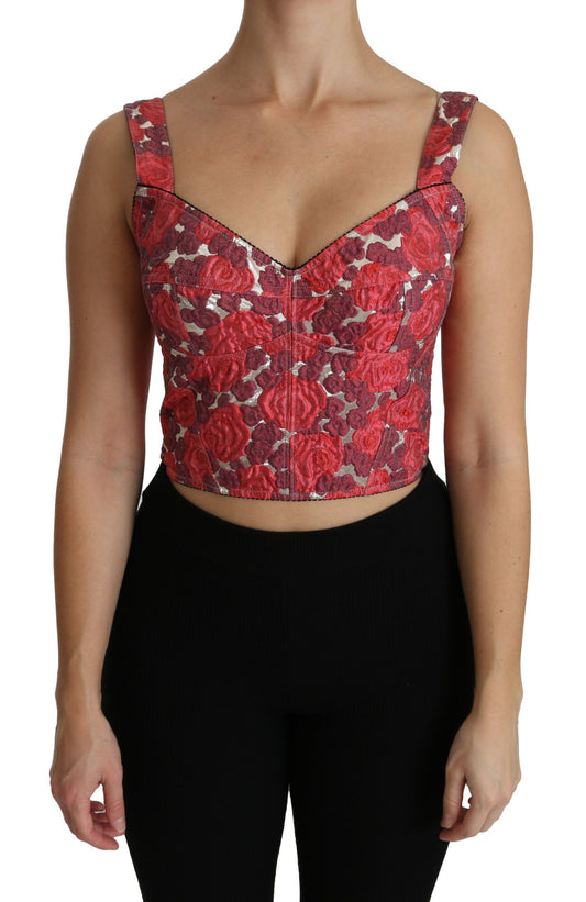 Elegante top corto con brocado floral de Dolce & Gabbana