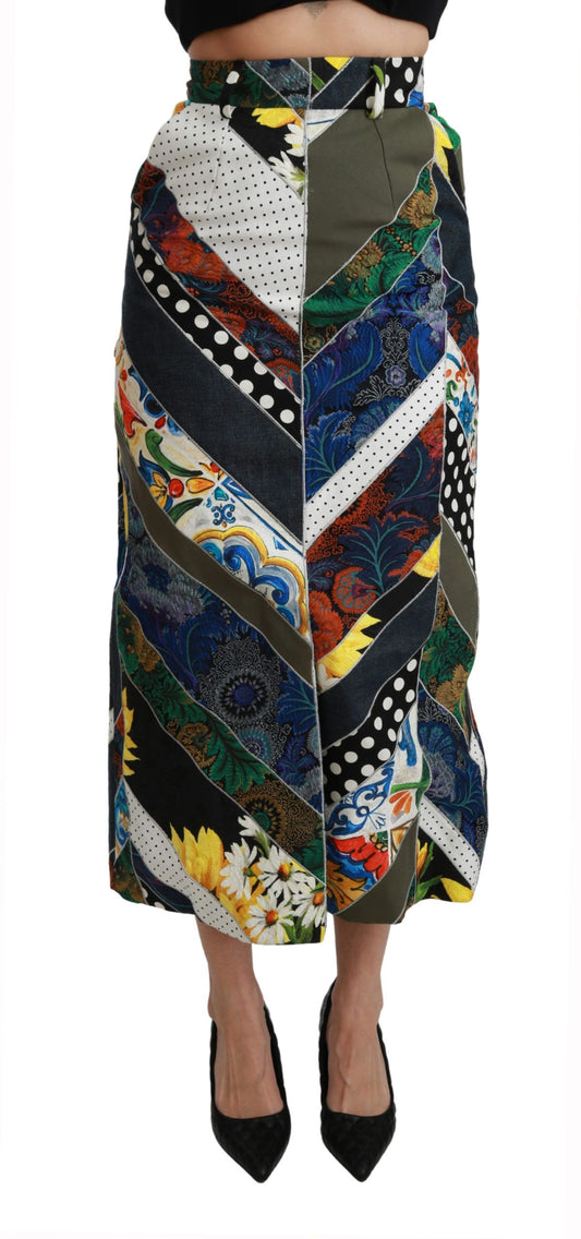 Falda elegante de cintura alta con estampado geométrico de Dolce & Gabbana