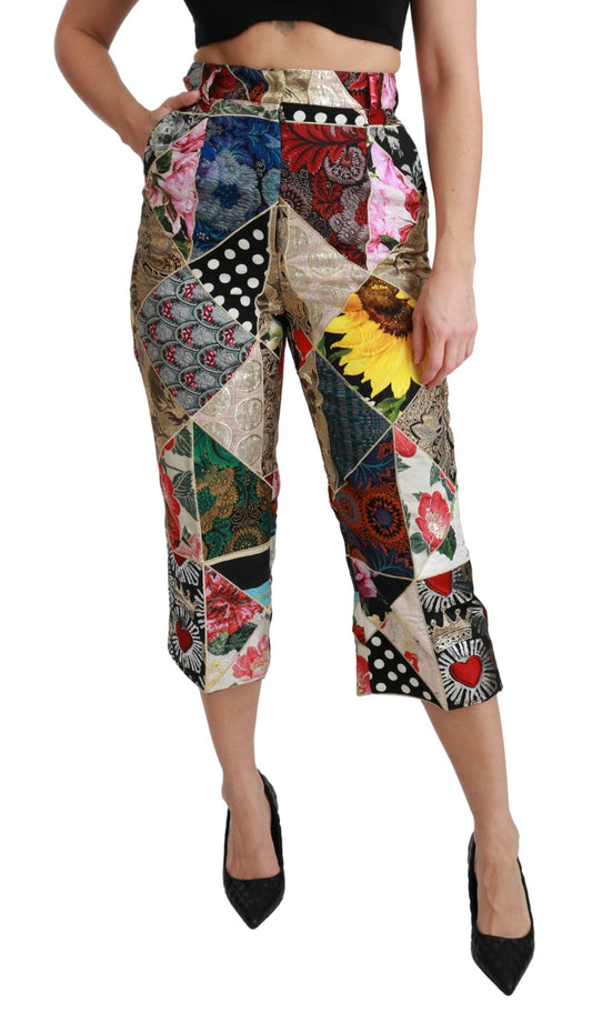 Pantalones elegantes de talle alto y corte cropped de mezcla de seda de Dolce & Gabbana