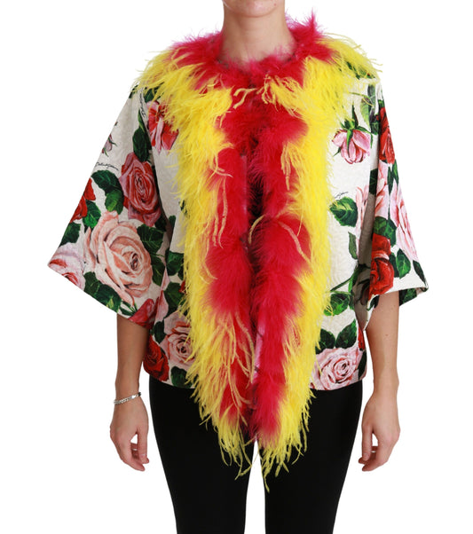 Chaqueta elegante con diseño floral y detalles de piel de Dolce & Gabbana