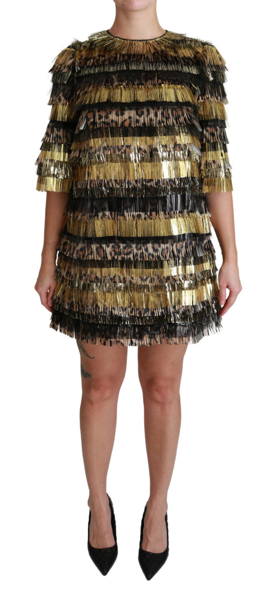 Vestido mini elegante con estampado de leopardo de Dolce & Gabbana