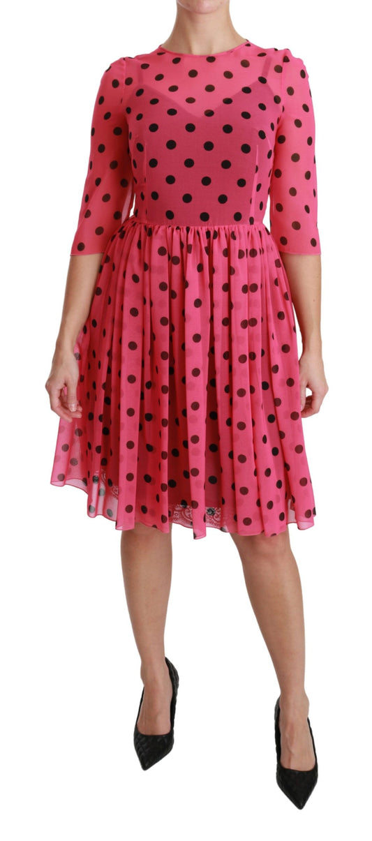 Vestido elegante de lunares hasta la rodilla con corte en A de Dolce & Gabbana