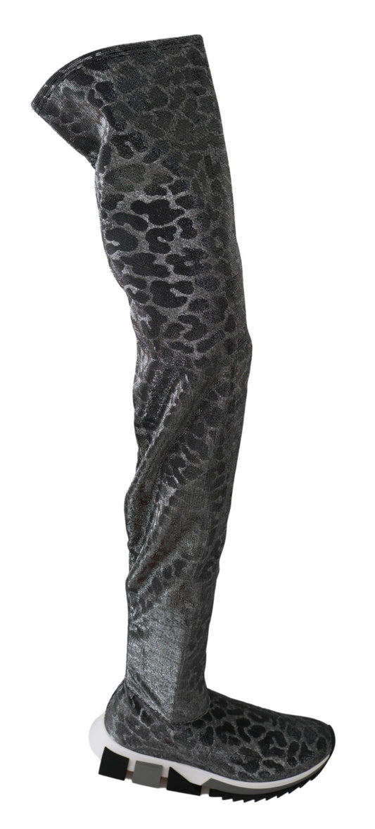 Botines elegantes de leopardo por encima de la rodilla de Dolce & Gabbana