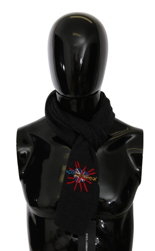 Bufanda elegante de lana virgen para hombre de Dolce & Gabbana con bordado