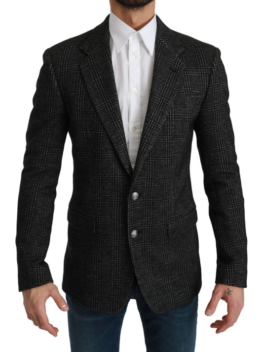 Blazer elegante de cuadros grises de Dolce & Gabbana entallado
