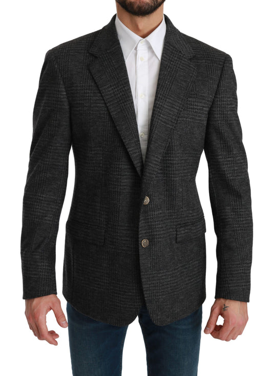 Blazer elegante de lana virgen a cuadros grises de Dolce & Gabbana