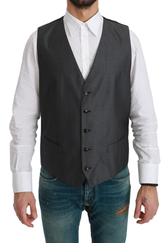 Chaleco elegante de mezcla de lana gris de Dolce & Gabbana