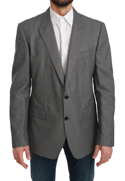 Blazer elegante de corte entallado con estampado de fantasía en gris de Dolce & Gabbana