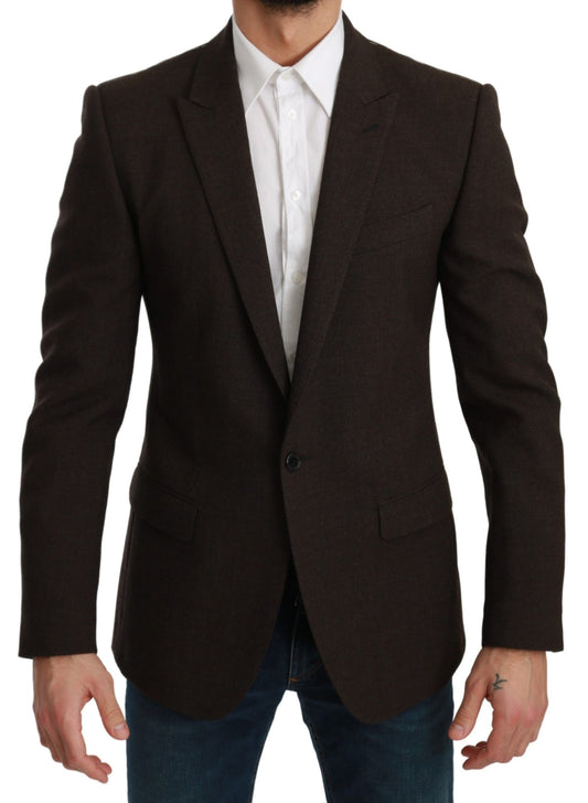Blazer elegante de lana virgen marrón de Dolce & Gabbana