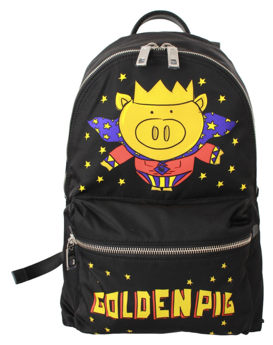 Mochila de lujo con motivo de cerdo dorado de Dolce & Gabbana