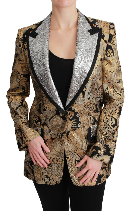 Blazer elegante con estampado floral en jacquard dorado de Dolce & Gabbana