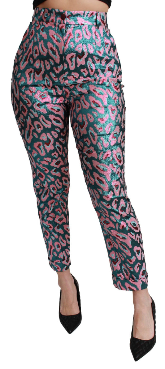 Pantalones elegantes de talle alto y corte cropped de mezcla de seda de Dolce & Gabbana