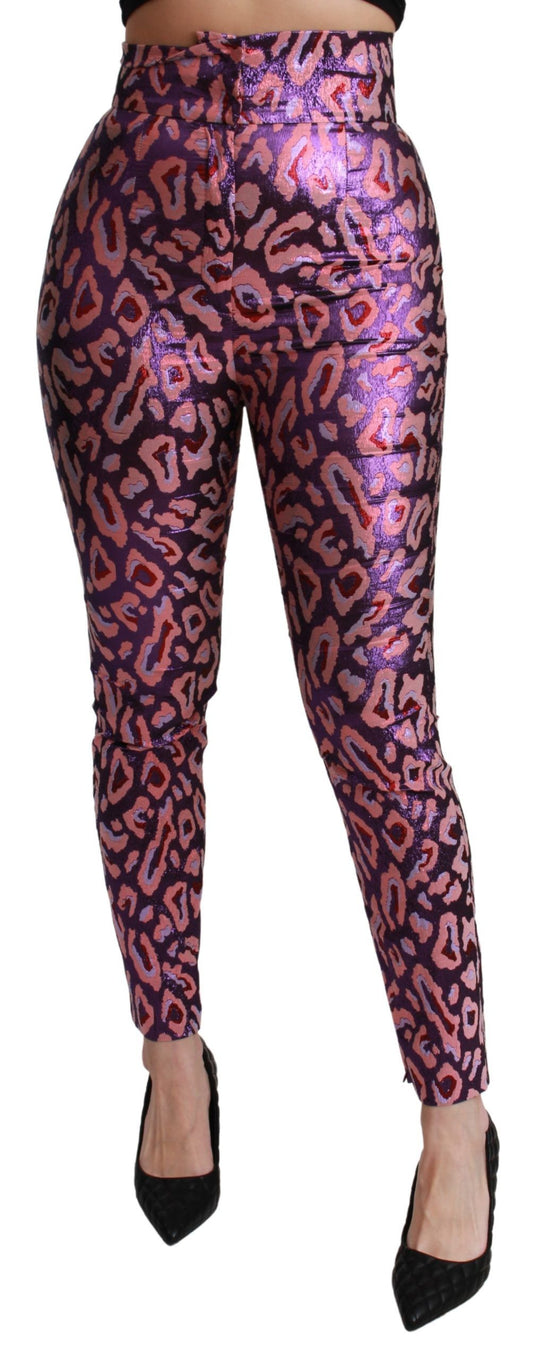 Pantalones de mezcla de seda con cintura alta y corte elegante de Dolce & Gabbana