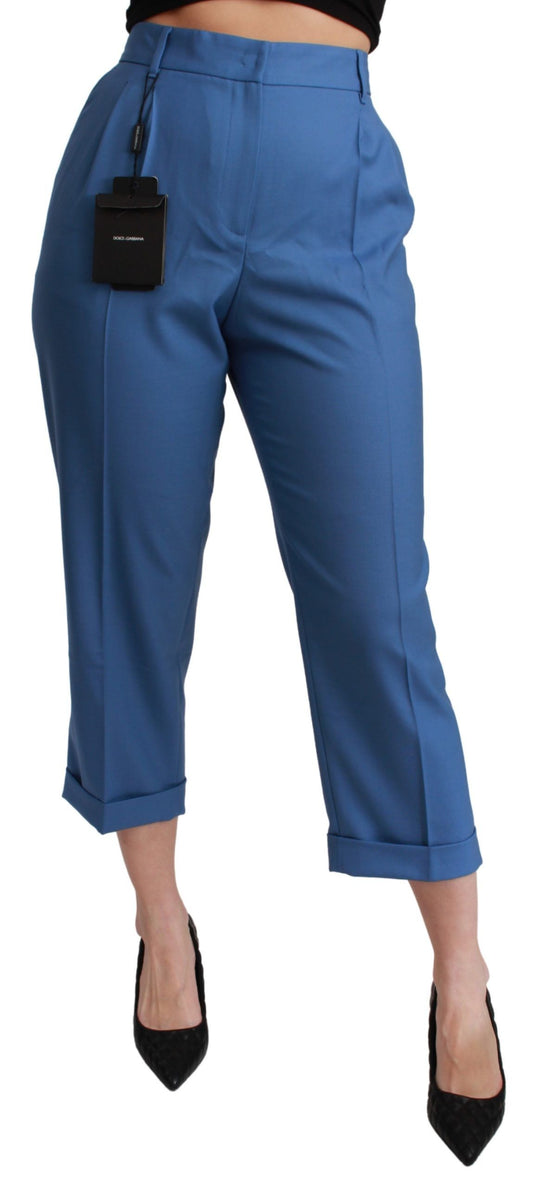 Pantalones elegantes de lana con puños plisados de Dolce & Gabbana