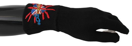 Guantes unisex elegantes de lana virgen negra de Dolce & Gabbana
