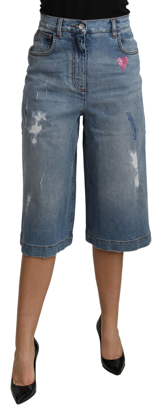 Pantalones vaqueros elegantes de pernera ancha y corte cropped de Dolce & Gabbana