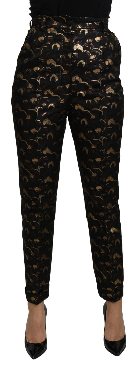 Pantalones elegantes de brocado con cintura alta y diseño cónico de Dolce & Gabbana