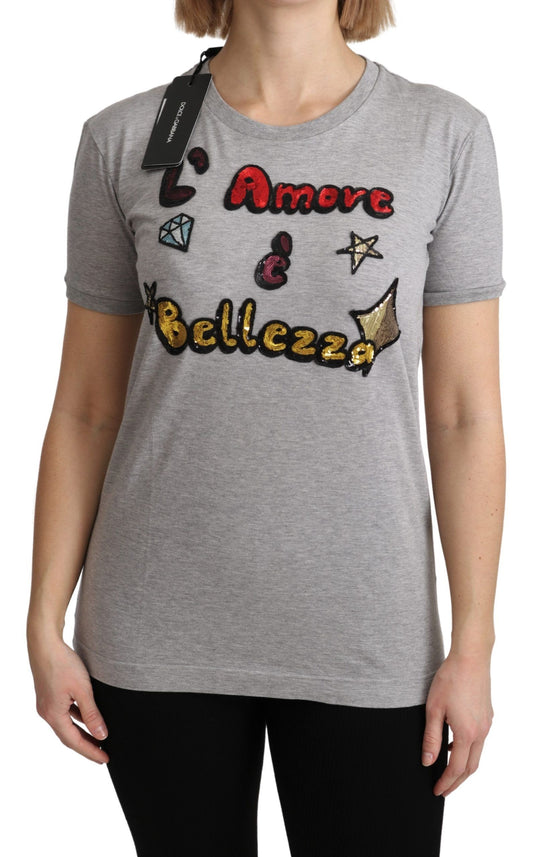 Camiseta de algodón con motivo de lentejuelas de Dolce & Gabbana