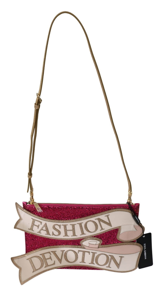 Cartera de mano CLEO con purpurina en color rosa glamoroso de Dolce & Gabbana