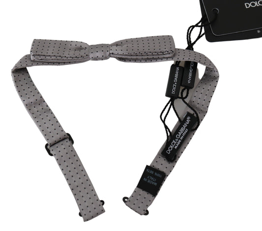 Pajarita elegante de seda gris con lunares de Dolce & Gabbana