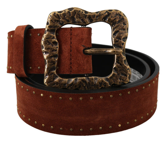 Cinturón elegante de piel de ante con tachuelas doradas de Dolce & Gabbana