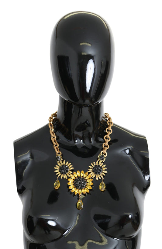 Elegante collar con flores doradas y cristales de Dolce & Gabbana