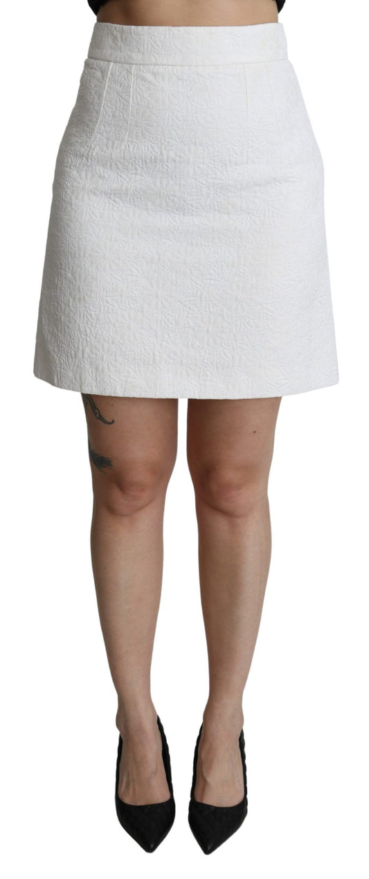 Minifalda elegante con brocado floral blanco de Dolce & Gabbana
