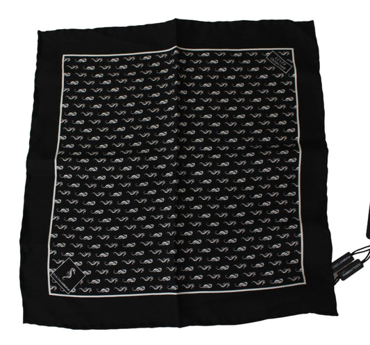 Elegante pañuelo de seda negra con caballitos de mar de Dolce & Gabbana