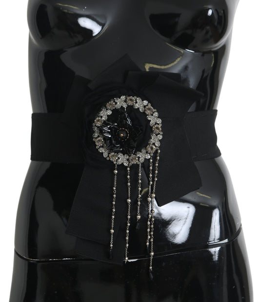 Cinturón elegante con cristales negros de Dolce & Gabbana