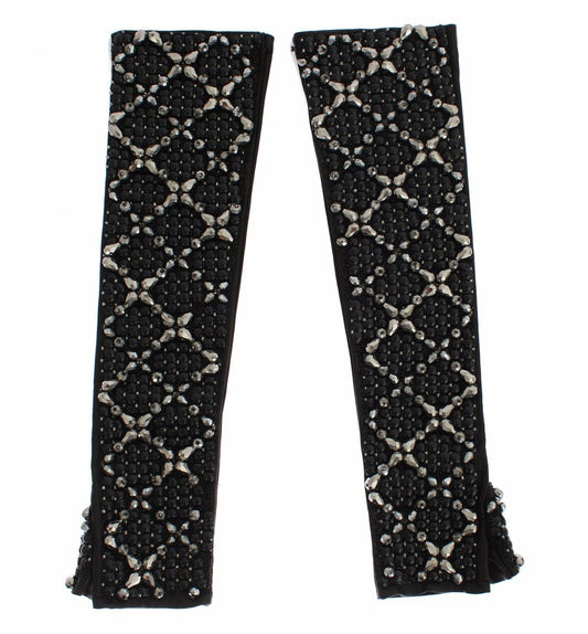 Guantes elegantes de piel con cuentas de cristal de Dolce & Gabbana