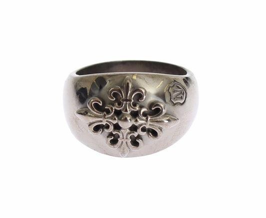 Anillo de plata esterlina rodiada con diseño llamativo para hombre de Nialaya