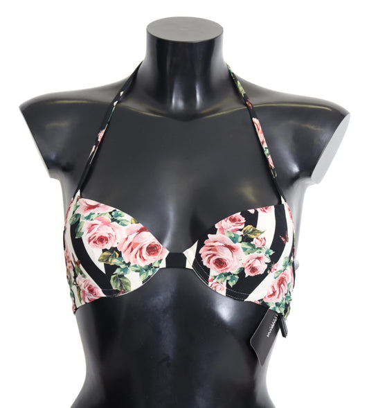 Top de bikini con estampado de rosas elegante de Dolce & Gabbana