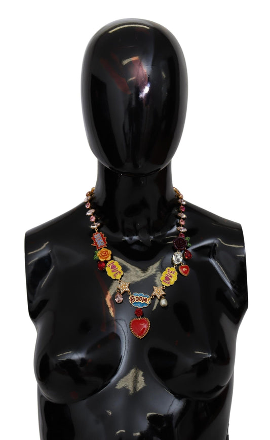 Collar elegante con dije de cristal en tono dorado de Dolce & Gabbana