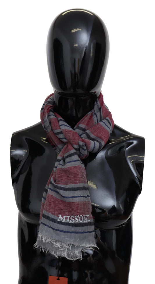 Elegante bufanda de lana a rayas multicolor de Missoni