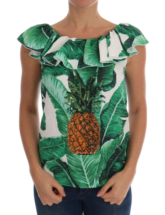 Blusa elegante con lentejuelas y diseño de piña de Dolce & Gabbana