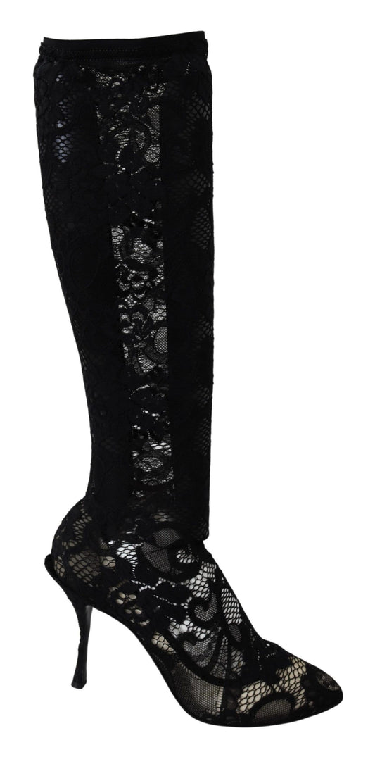 Zapatos de tacón negros elásticos elegantes de Dolce & Gabbana