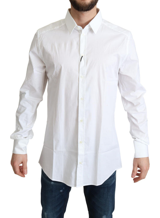 Camisa elegante de algodón elástico blanco de Dolce & Gabbana