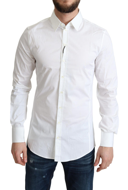 Camisa elegante de algodón elástico blanco de Dolce & Gabbana