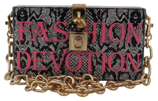 Clutch Dolce Box de resina gris con detalles dorados de Dolce & Gabbana