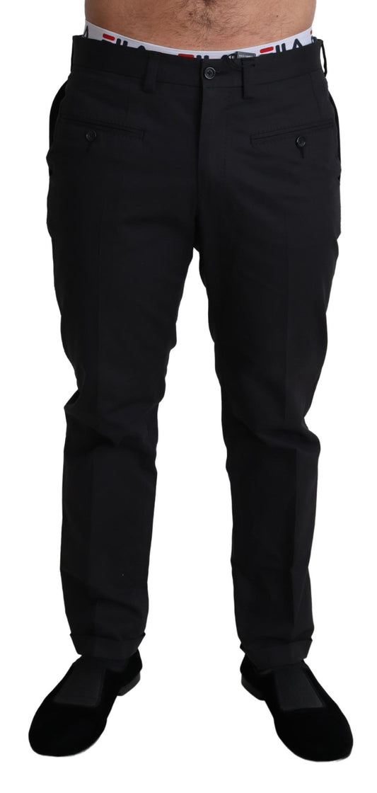 Pantalones elegantes de algodón elástico en color negro de Dolce & Gabbana