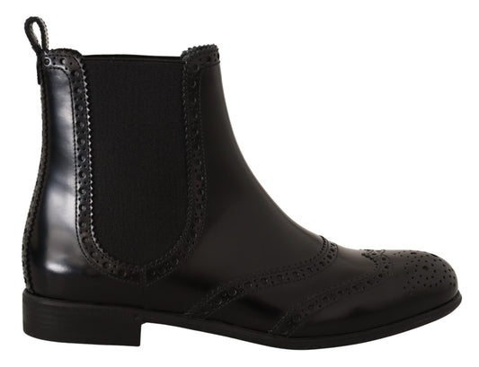 Botas Oxford elegantes negras con puntera de ala y tobillo de Dolce & Gabbana