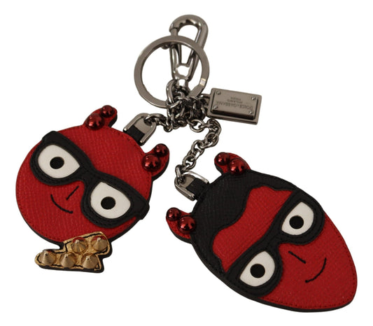 Elegante llavero de diseño en latón y cuero rojo de Dolce & Gabbana