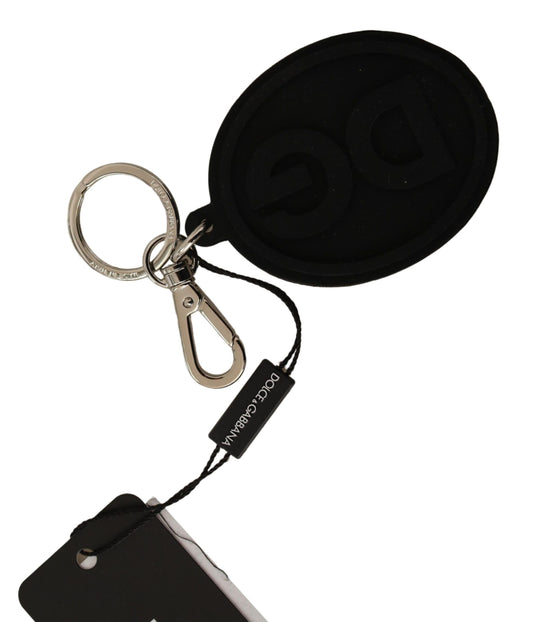 Llavero elegante de caucho y latón con logotipo de Dolce & Gabbana en color negro