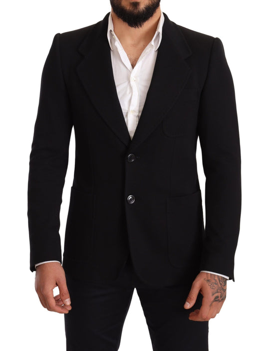 Blazer elegante de algodón negro de corte entallado de Dolce & Gabbana