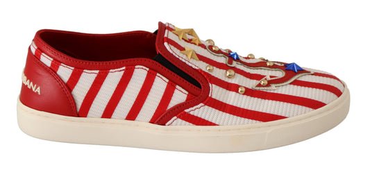 Mocasines con tachuelas y estampado de rayas de Dolce & Gabbana
