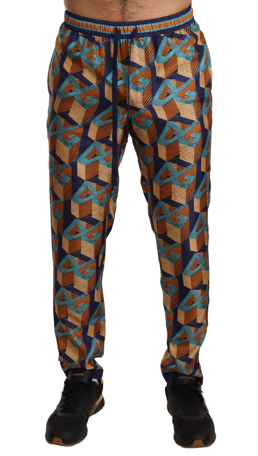 Pantalones jogger elegantes de seda con estampado vibrante de Dolce & Gabbana