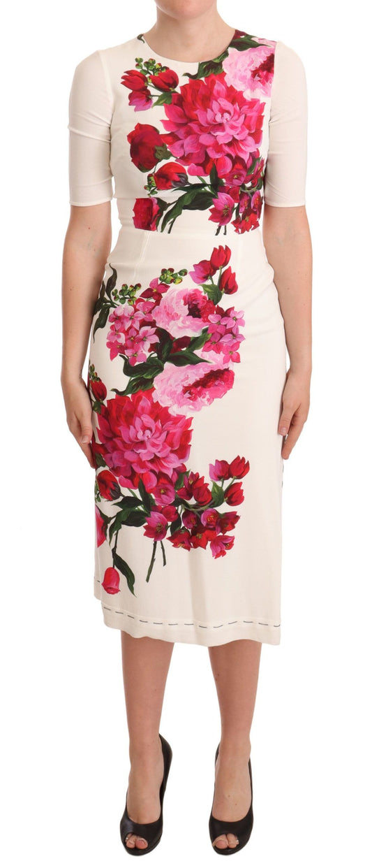 Vestido ajustado midi con estampado floral elegante de Dolce & Gabbana