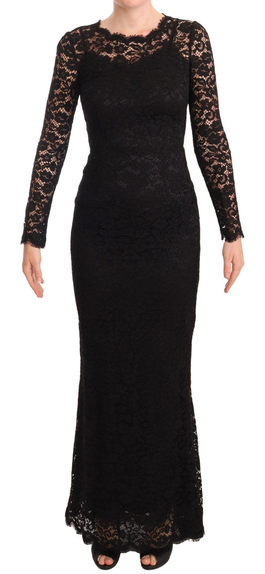 Vestido elegante de sirena con encaje laminado de Dolce & Gabbana