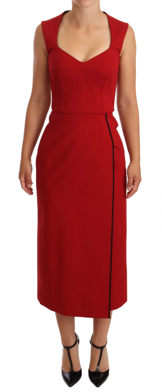 Vestido midi elegante con escote en forma de corazón en rojo de Dolce & Gabbana